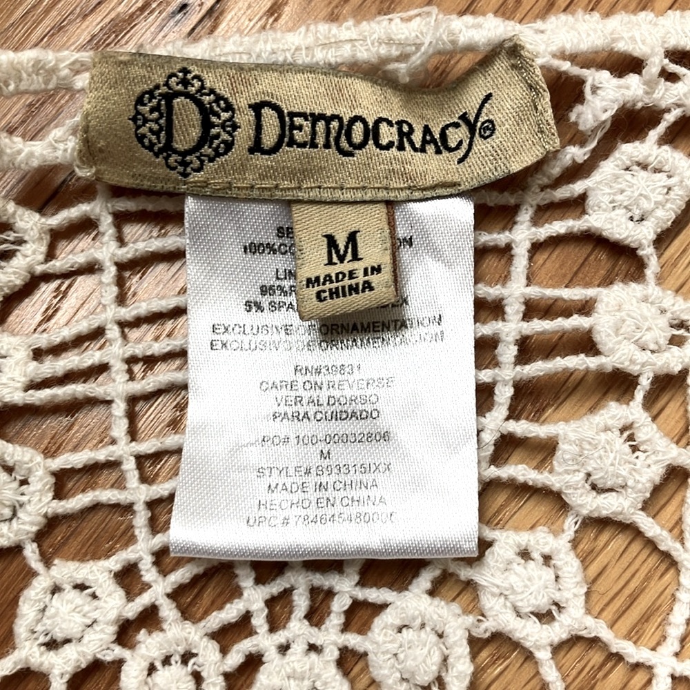 Democracy Crochet/Open Knit Relaxed Top Cream Size M - Picture 9 of 10